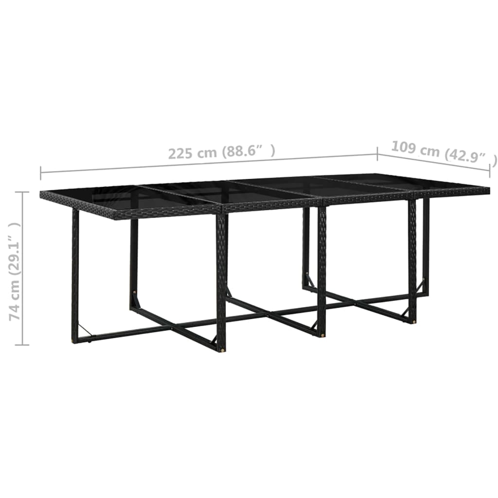 13 Piece Outdoor Dining Set with Cushions Poly Rattan Black