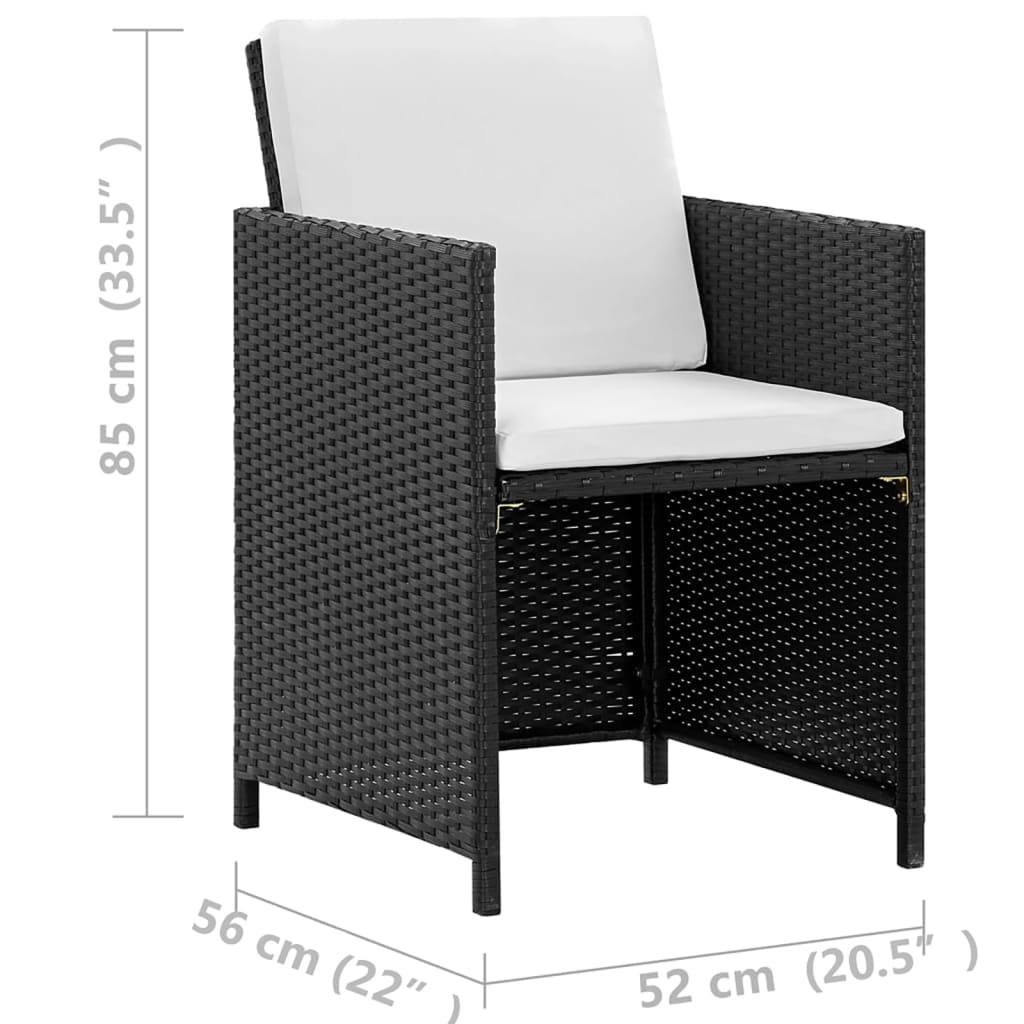 13 Piece Outdoor Dining Set with Cushions Poly Rattan Black