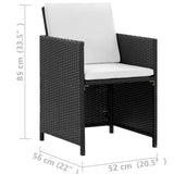 13 Piece Outdoor Dining Set with Cushions Poly Rattan Black
