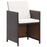 5 Piece Outdoor Dining Set with Cushions Poly Rattan Brown - Rear View