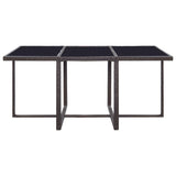 11 Piece Outdoor Dining Set with Cushions Poly Rattan Brown - Rear View