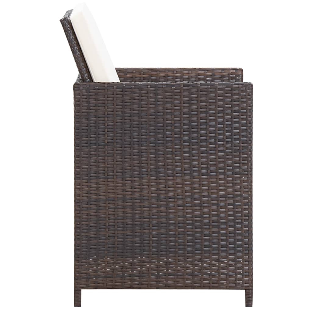 13 Piece Outdoor Dining Set with Cushions Poly Rattan Brown