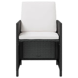 5 Piece Outdoor Dining Set Poly Rattan and Acacia Wood Black - Top-Down View