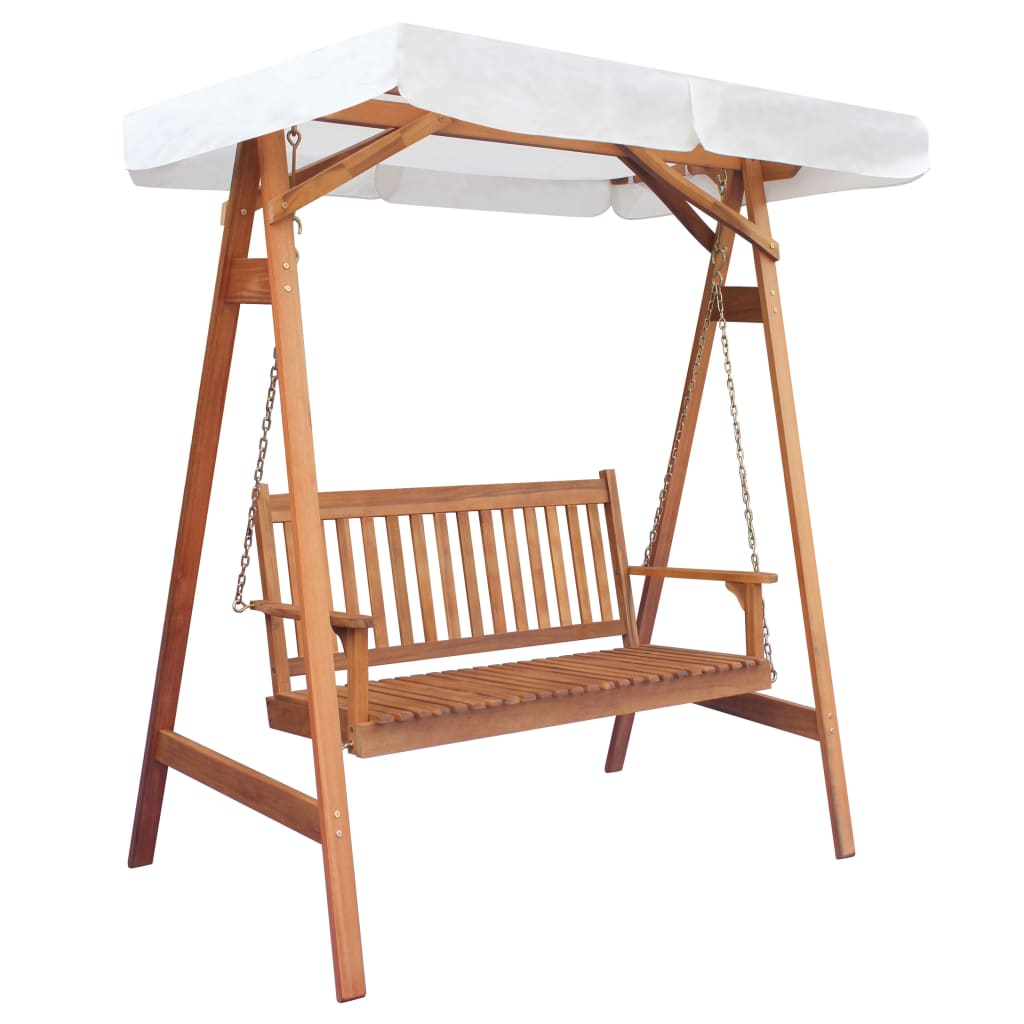 Garden Swing Bench with Canopy Eucalyptus Acacia Wood