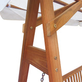 Garden Swing Bench with Canopy Eucalyptus Acacia Wood - Front View