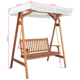 Garden Swing Bench with Canopy Eucalyptus Acacia Wood - 45-Degree Angle