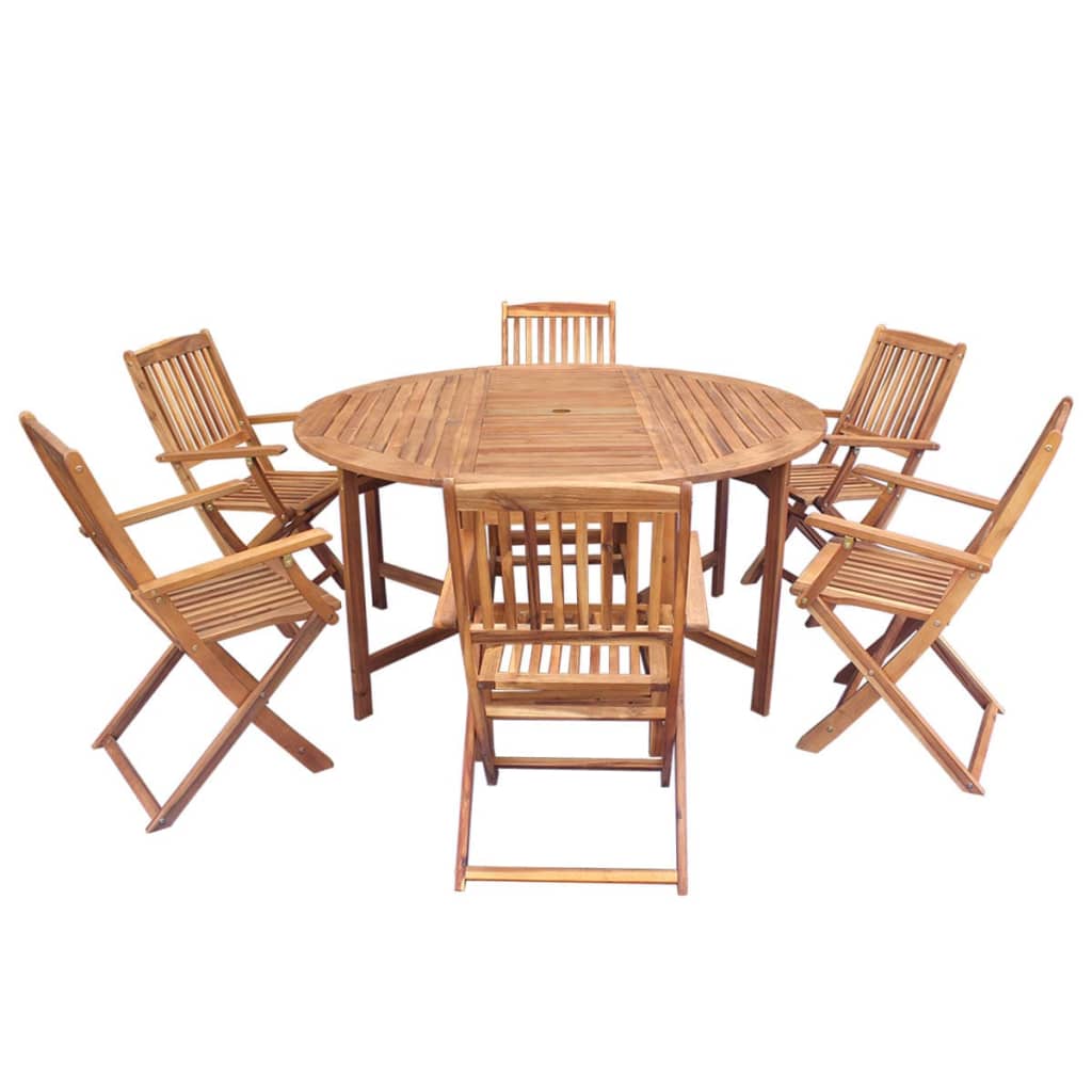 7 Piece Folding Outdoor Dining Set Solid Acacia Wood
