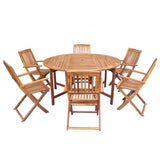 7 Piece Folding Outdoor Dining Set Solid Acacia Wood