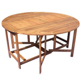 7 Piece Folding Outdoor Dining Set Solid Acacia Wood - Front View