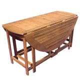 7 Piece Folding Outdoor Dining Set Solid Acacia Wood - Side View