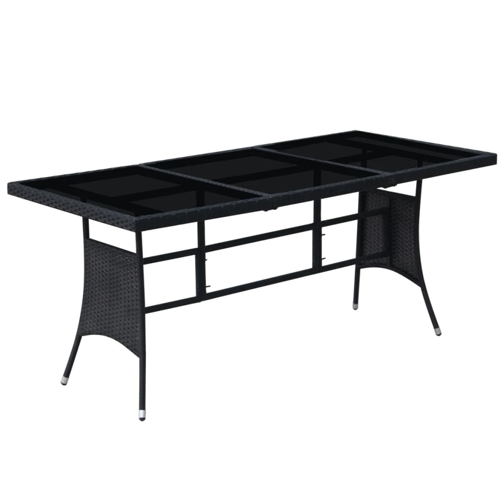 9 Piece Outdoor Dining Set with Cushions Poly Rattan Black