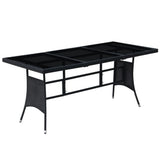 9 Piece Outdoor Dining Set with Cushions Poly Rattan Black - 45-Degree Angle