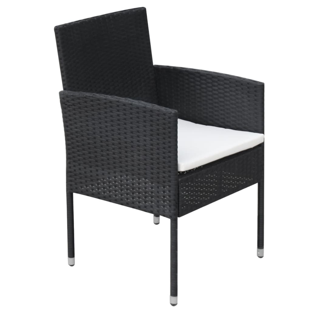 9 Piece Outdoor Dining Set with Cushions Poly Rattan Black
