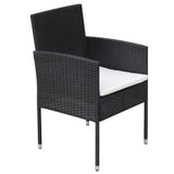 9 Piece Outdoor Dining Set with Cushions Poly Rattan Black