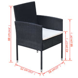 9 Piece Outdoor Dining Set with Cushions Poly Rattan Black
