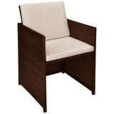 3 Piece Bistro Set with Cushions Poly Rattan Brown