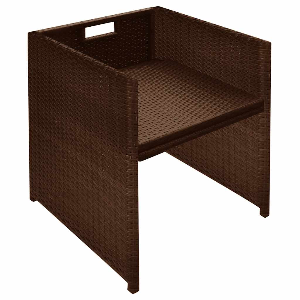 3 Piece Bistro Set with Cushions Poly Rattan Brown