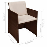 3 Piece Bistro Set with Cushions Poly Rattan Brown - Extra Image