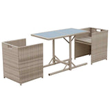 3 Piece Bistro Set with Cushions Poly Rattan Beige - Top-Down View