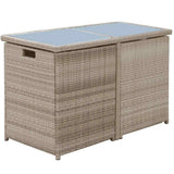 3 Piece Bistro Set with Cushions Poly Rattan Beige - Rear View