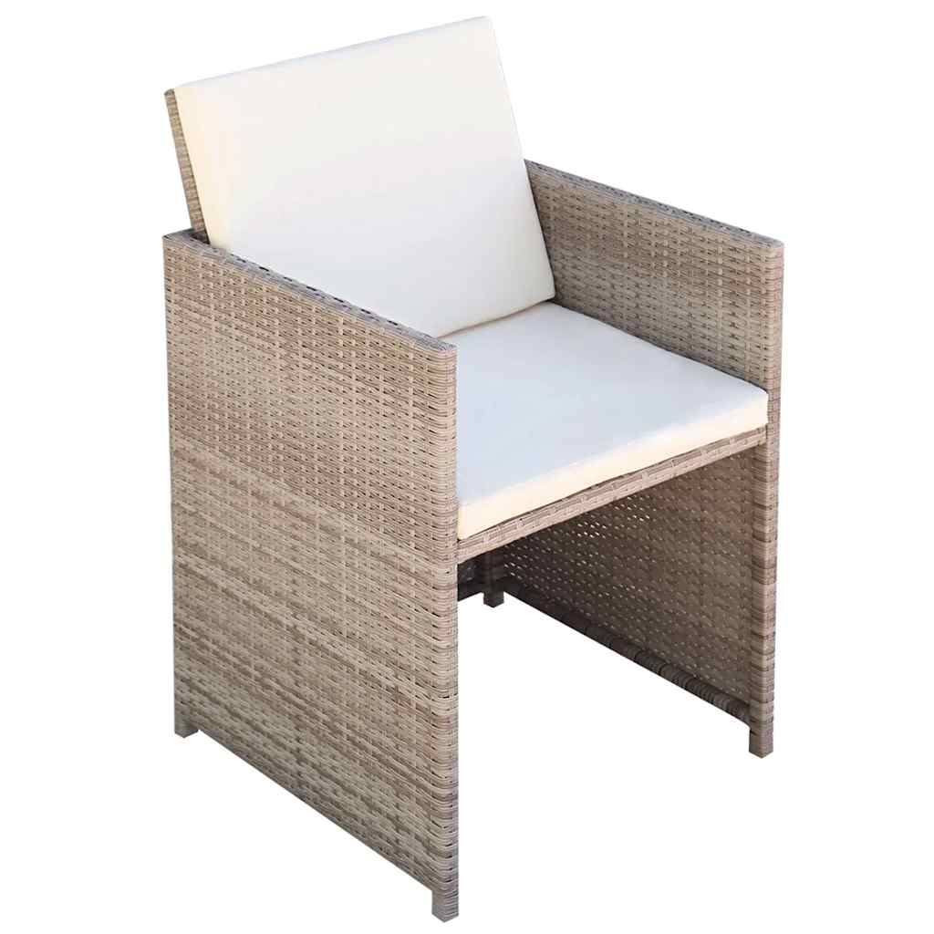 3 Piece Bistro Set with Cushions Poly Rattan Beige