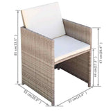 3 Piece Bistro Set with Cushions Poly Rattan Beige