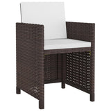 9 Piece Outdoor Dining Set with Cushions Poly Rattan Brown - Side View
