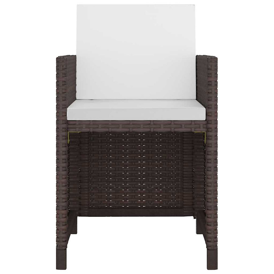 9 Piece Outdoor Dining Set with Cushions Poly Rattan Brown