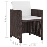 9 Piece Outdoor Dining Set with Cushions Poly Rattan Brown