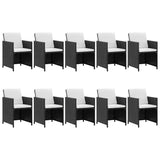 11 Piece Outdoor Dining Set with Cushions Poly Rattan Black - Front View
