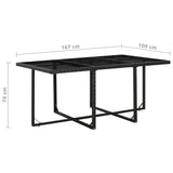 11 Piece Outdoor Dining Set with Cushions Poly Rattan Black - Extra Image