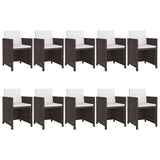 11 Piece Outdoor Dining Set with Cushions Poly Rattan Brown - Front View