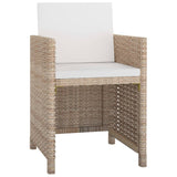 11 Piece Outdoor Dining Set with Cushions Poly Rattan Beige - Side View