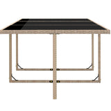 11 Piece Outdoor Dining Set with Cushions Poly Rattan Beige - Rear View