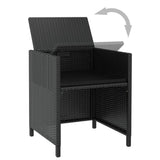 11 Piece Outdoor Dining Set with Cushions Poly Rattan Black - Rear View