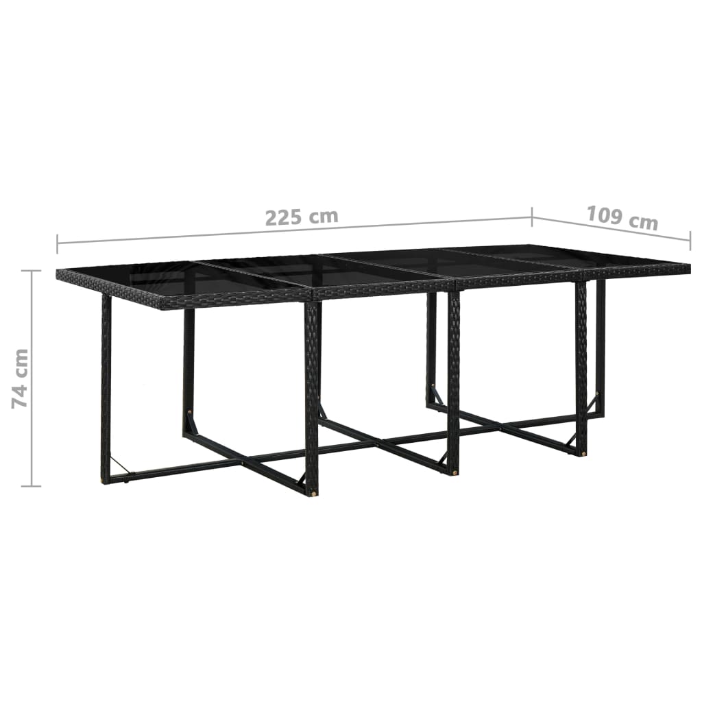 13 Piece Outdoor Dining Set with Cushions Poly Rattan Black