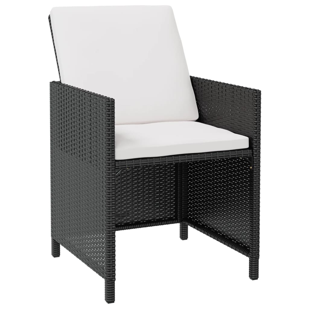 13 Piece Outdoor Dining Set with Cushions Poly Rattan Black