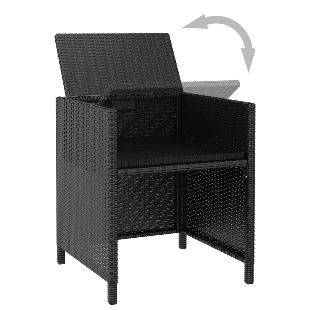 13 Piece Outdoor Dining Set with Cushions Poly Rattan Black
