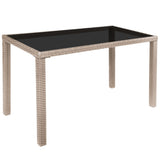 5 Piece Outdoor Dining Set with Cushions Poly Rattan Beige - 45-Degree Angle