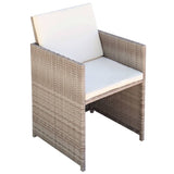 5 Piece Outdoor Dining Set with Cushions Poly Rattan Beige - Rear View