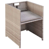5 Piece Outdoor Dining Set with Cushions Poly Rattan Beige - Close-Up Angle