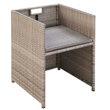 13 Piece Outdoor Dining Set with Cushions Poly Rattan Beige - Close-Up Angle