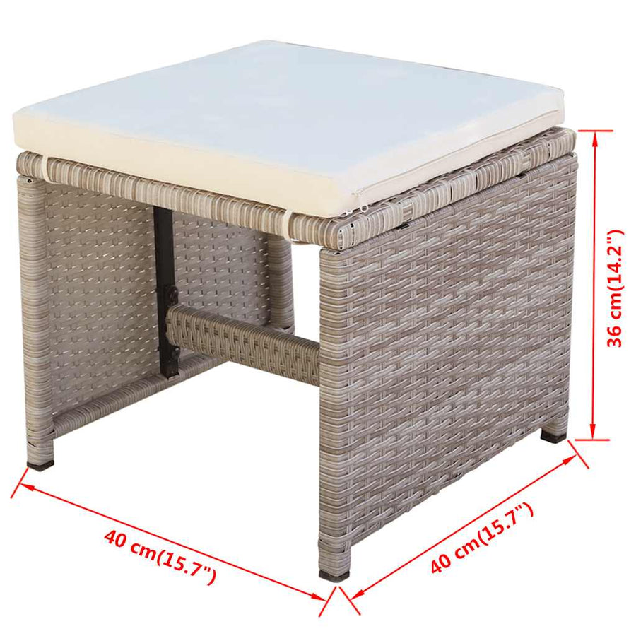 13 Piece Outdoor Dining Set with Cushions Poly Rattan Beige