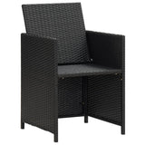 Garden Chairs 2 pcs with Cushions and Pillows Poly Rattan Black - Front View