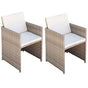 Garden Chairs 2 pcs with Cushions and Pillows Poly Rattan Beige