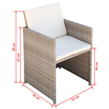 Garden Chairs 2 pcs with Cushions and Pillows Poly Rattan Beige - 45-Degree Angle