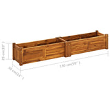 Garden Raised Bed Acacia Wood 150x30x25 cm - Low Angle