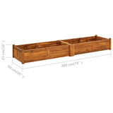 Garden Raised Bed Acacia Wood 200x50x25 cm - Low Angle