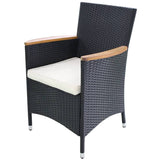 Garden Chairs 2 pcs with Cushions Poly Rattan Black - Front View