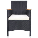 Garden Chairs 2 pcs with Cushions Poly Rattan Black - Side View
